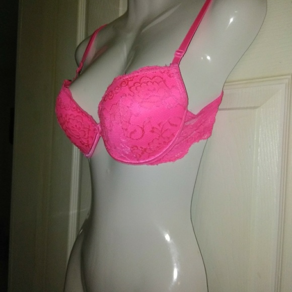 Bright Pink Lace Push up Bra 34C - Picture 2 of 5